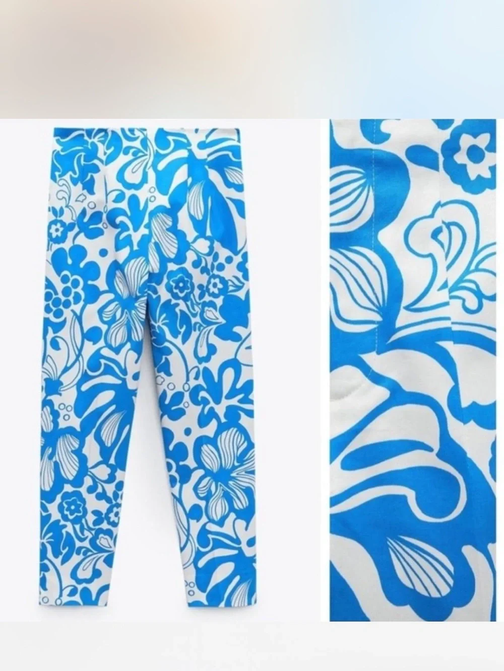 Zara Floral Blue Pants- brand new